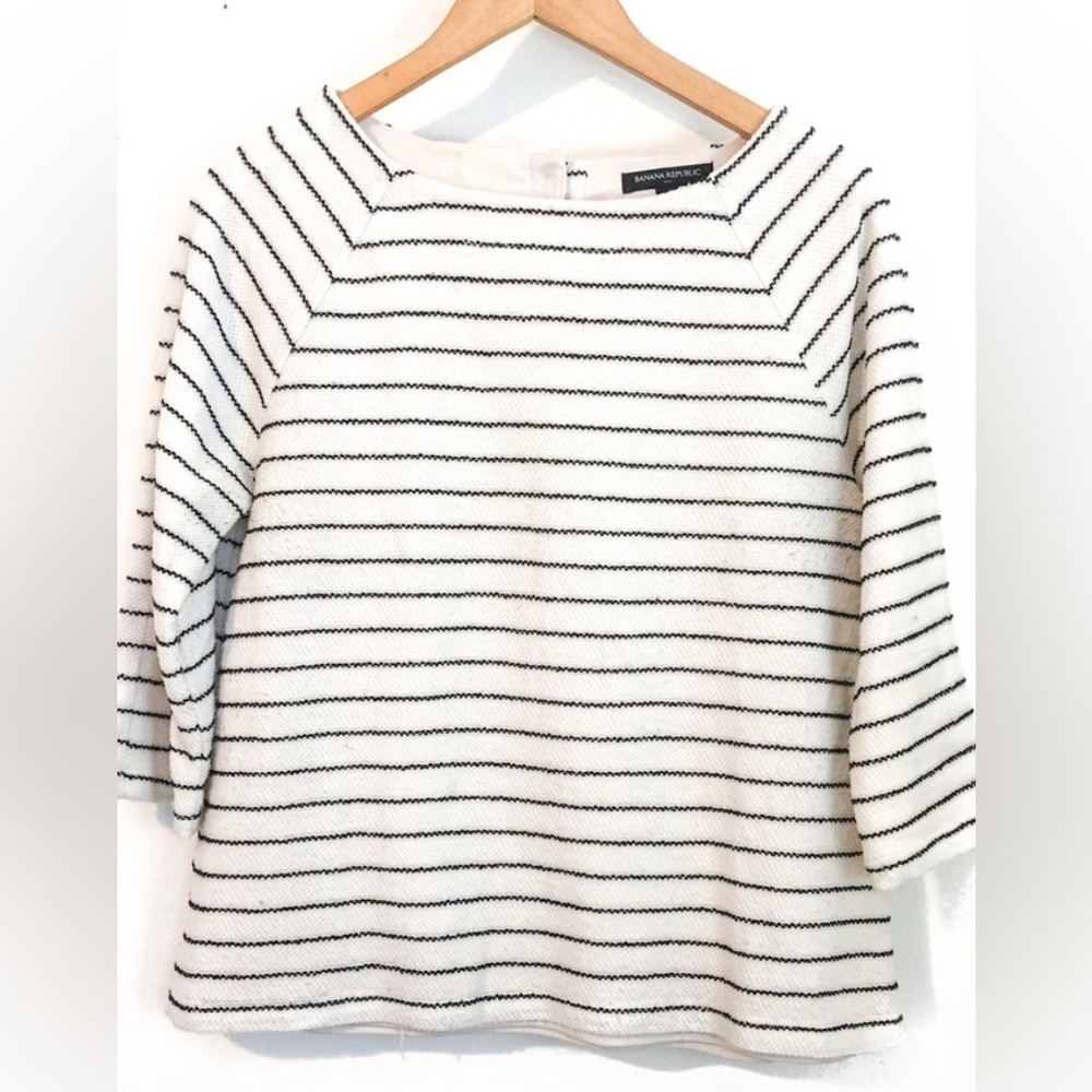 Banana Republic Black & White Stripe Button-Back Top Size M​​​​​​